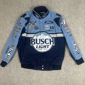 Vintage Kevin Harvick Busch Beer Jacket Size Medium NASCAR‎ Racing Jeff Hamilton
